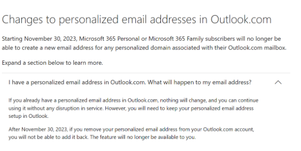 12 月起 Outlook 不再支持绑定自有域名，微软调整 Microsoft 365 个人及家庭版订阅政策